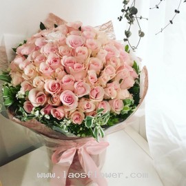 A Bouquet of 99 Pink Roses